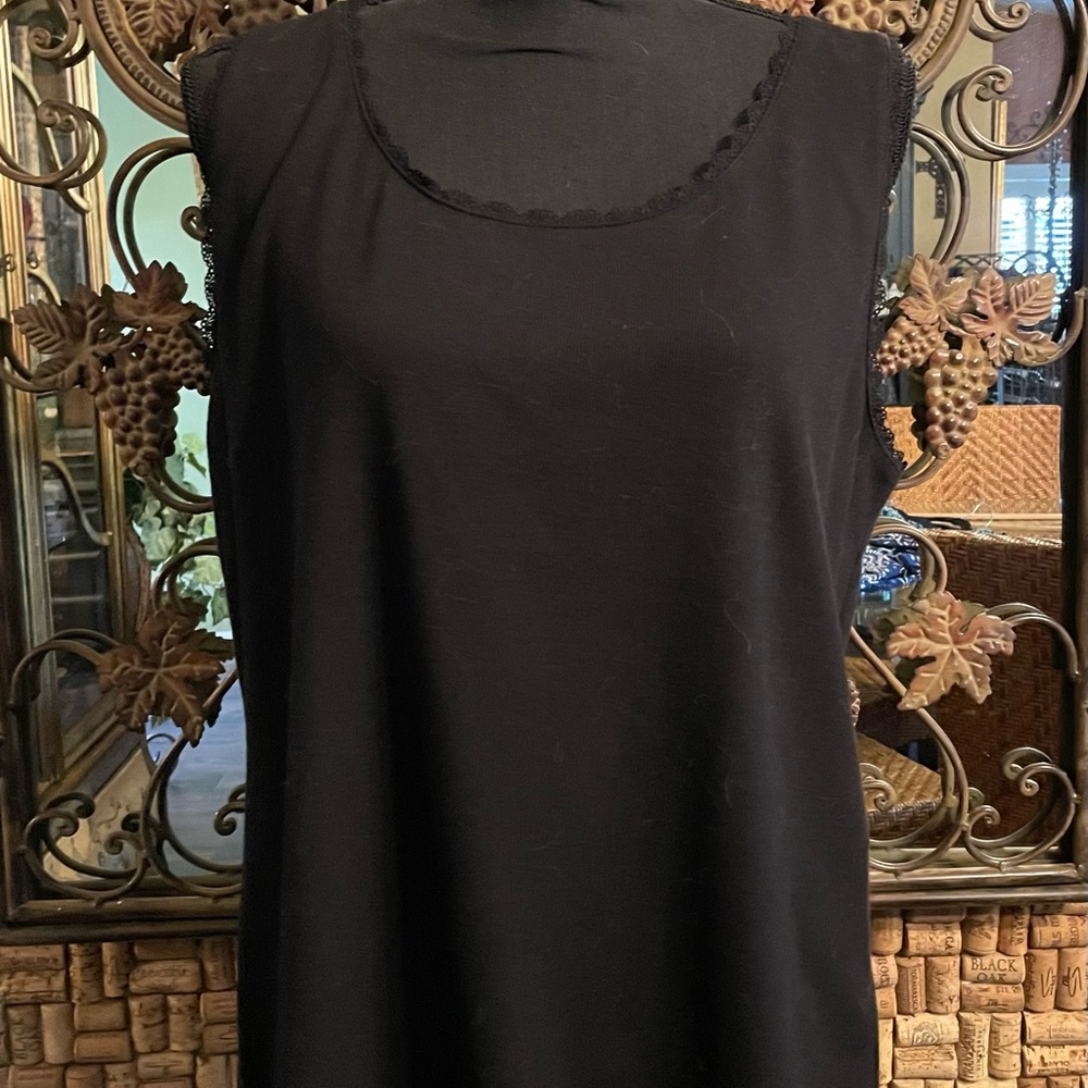 NWT Black Knit DressBarn Tank Top w Lace Detail on the Back Womens 18/20